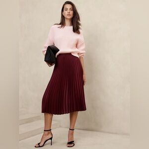 Banana Republic Rich Red Pleated Midi Skirt
